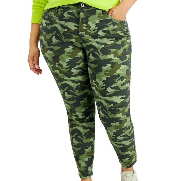 Style Co Womens Curvy Fit Skinny Fashion Jeans Green Size 14 main image 0